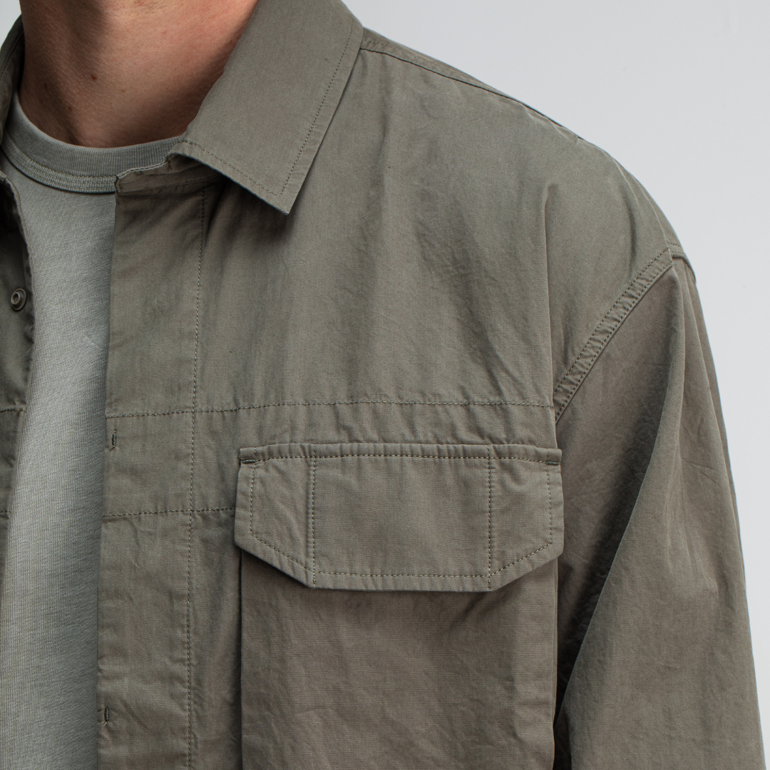 BUTCHER OF BLUE || DAN COTTON OVERSHIRT GRANITE GREEN