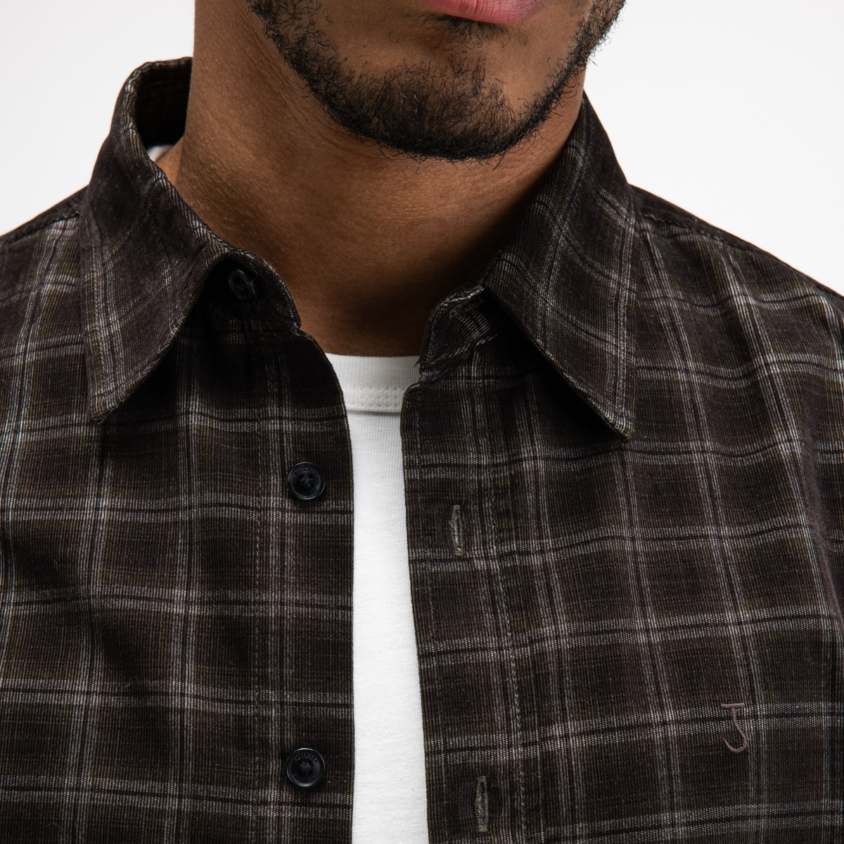 BUTCHER OF BLUE || JUDD CORD SMALL CHECK SHIRT TOPAZ BROWN
