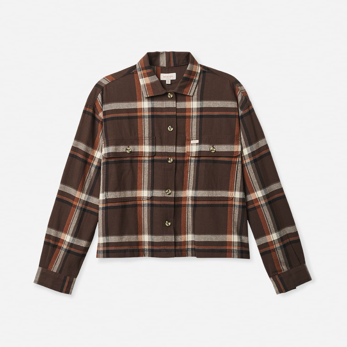 BRIXTON || BOWERY W L/S FLANNEL SEAL BROWN