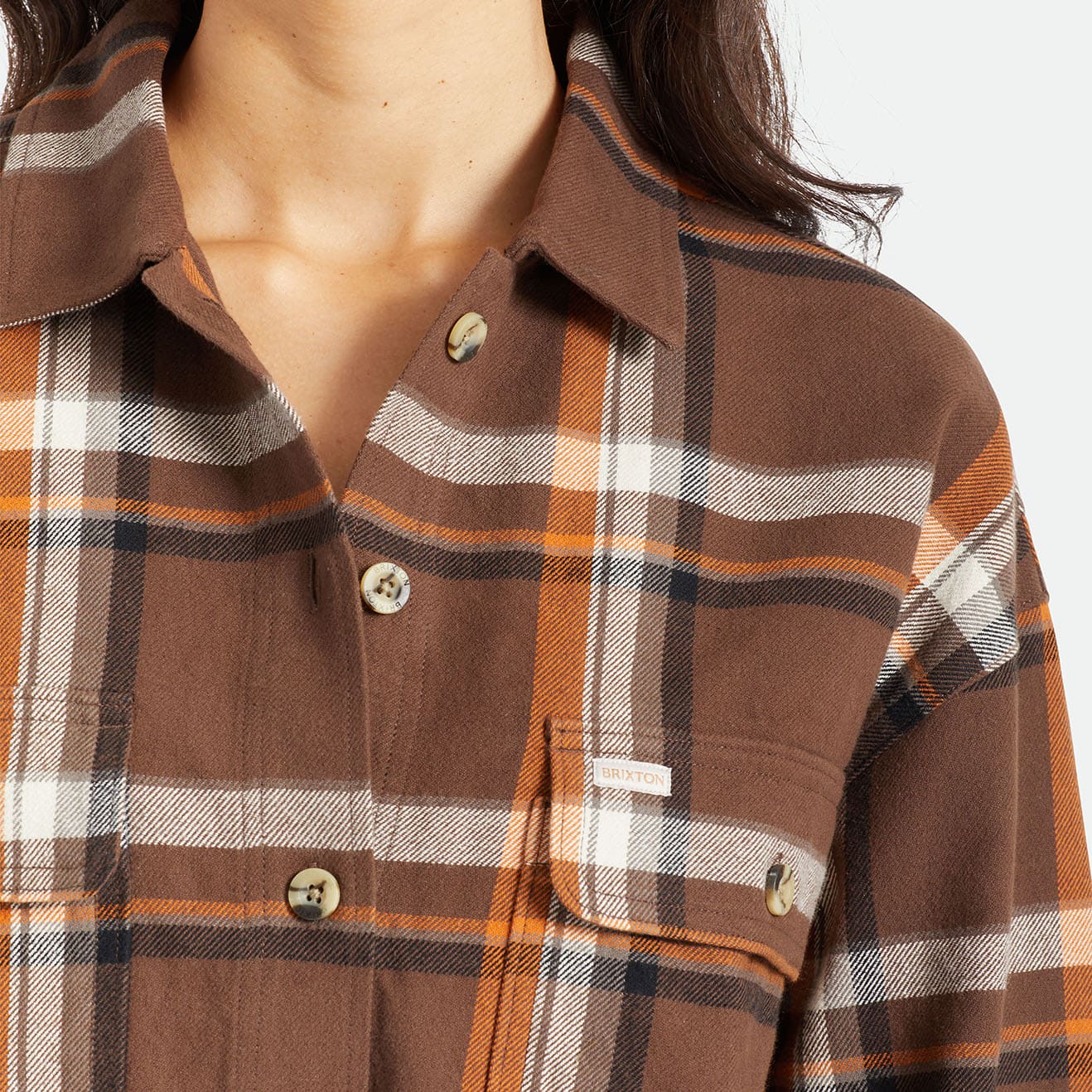 BRIXTON || BOWERY W L/S FLANNEL SEAL BROWN