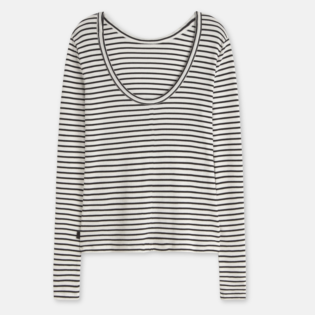 ECOALF || FARO LONG SLEEVE T-SHIRT WHITE BLACK STRIPE