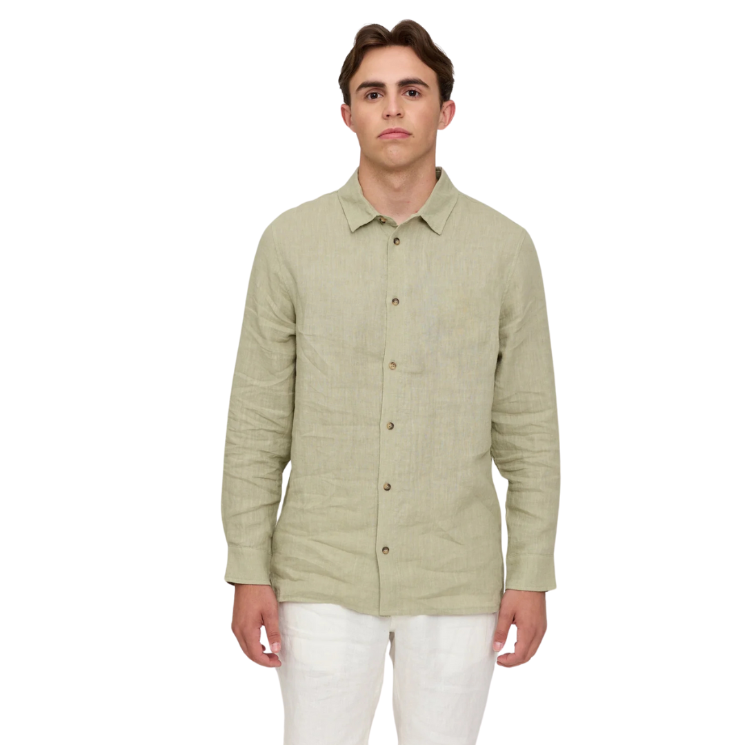 MAZINE || CLASSIC LINEN SHIRT SEAGRASS