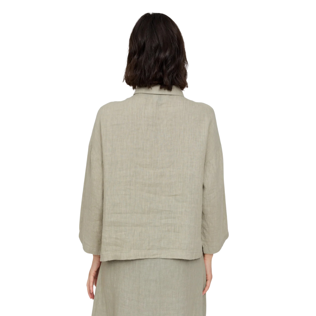 MAZINE II 3/4 SLEEVE LINEN SHIRT SEAGRASS
