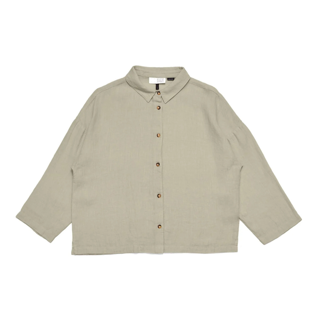 MAZINE II 3/4 SLEEVE LINEN SHIRT SEAGRASS