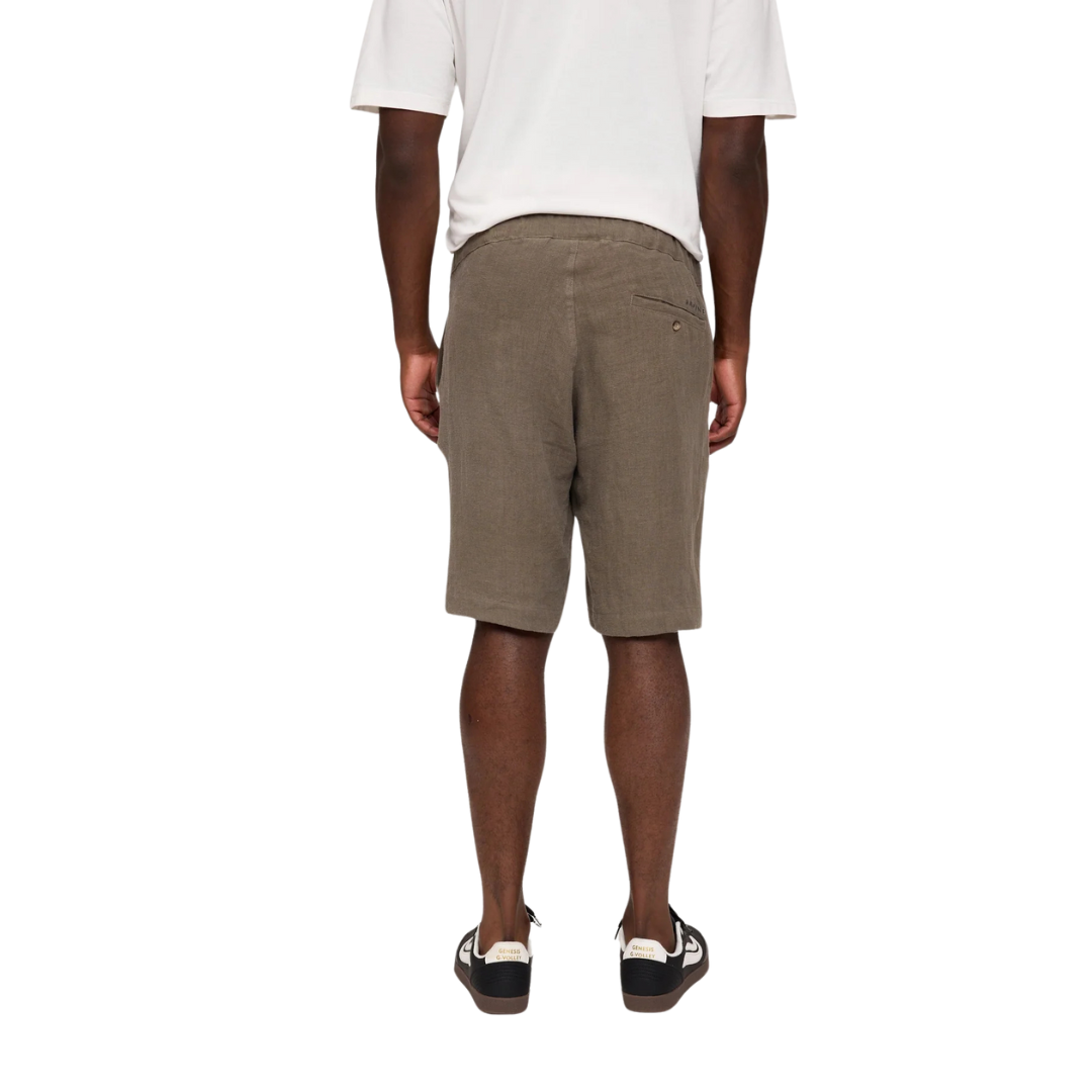 MAZINE II REGULAR LINEN SHORTS OLIVE BROWN