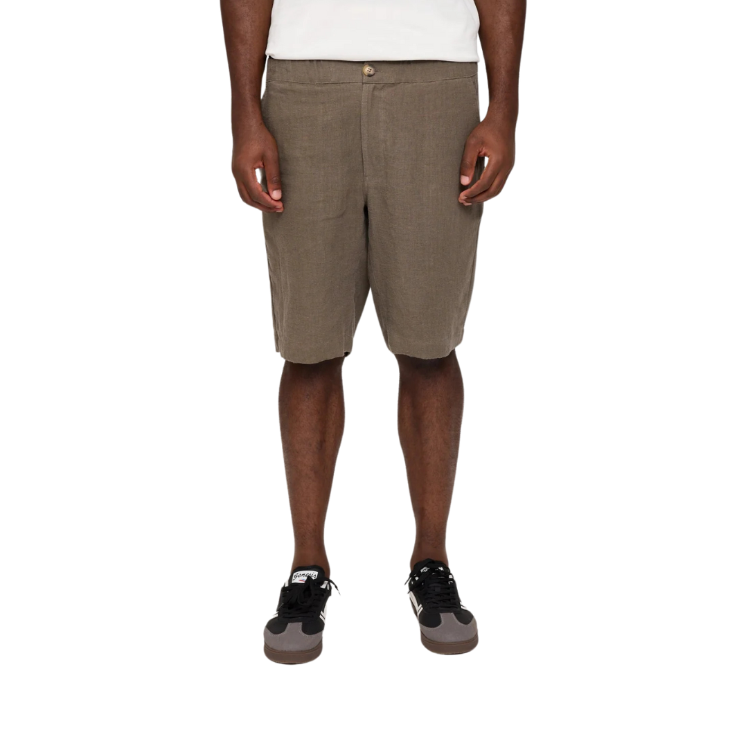 MAZINE II REGULAR LINEN SHORTS OLIVE BROWN