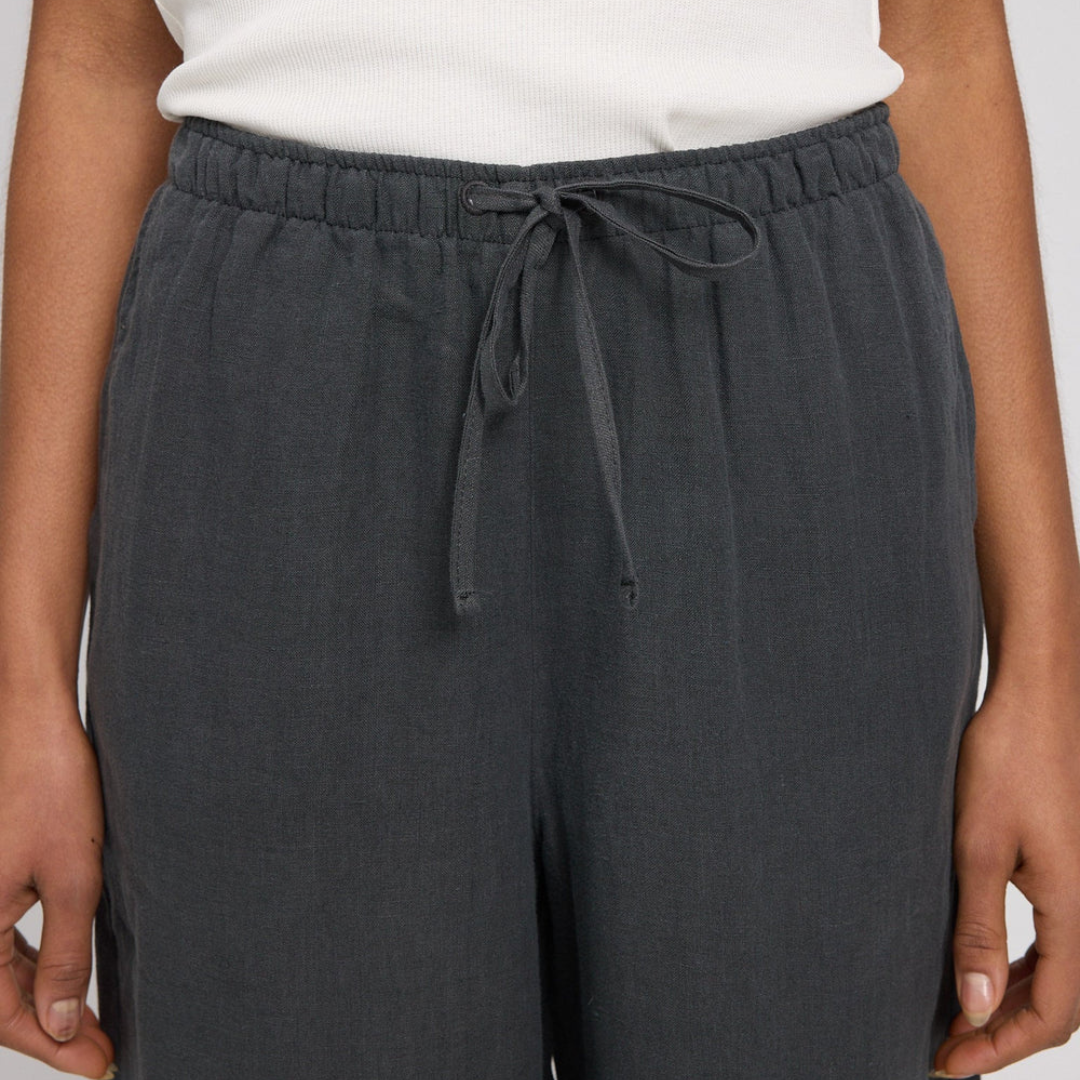 MAZINE || DRAWSTRING LINEN PANTS ANTHRA DAMEN