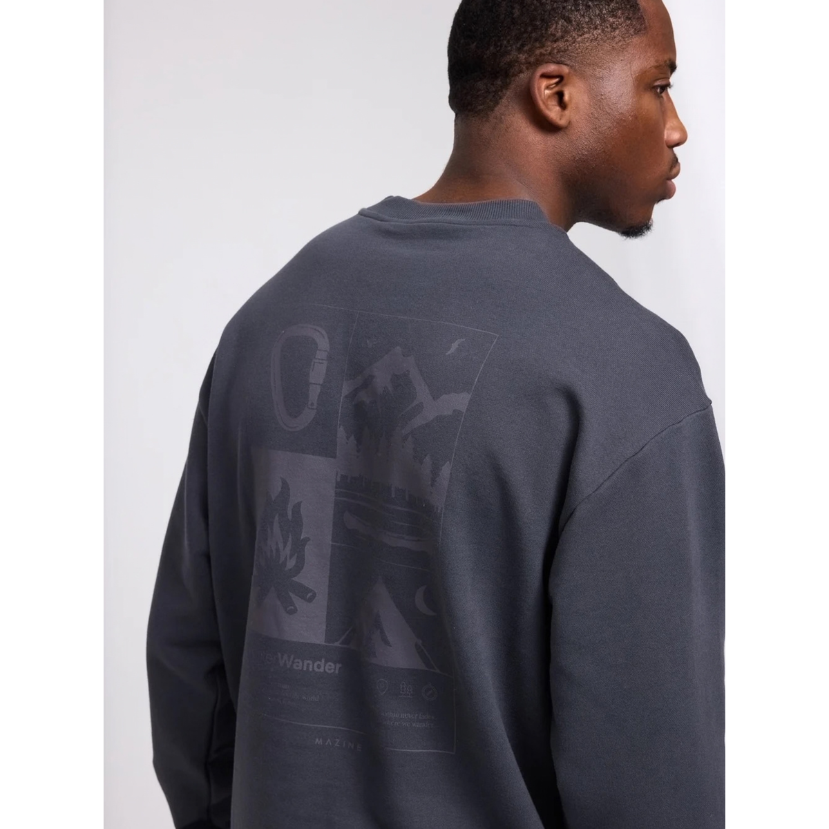 MAZINE || MEN BACK PRINT SWEATSHIRT OBSIDIAN/WANDER