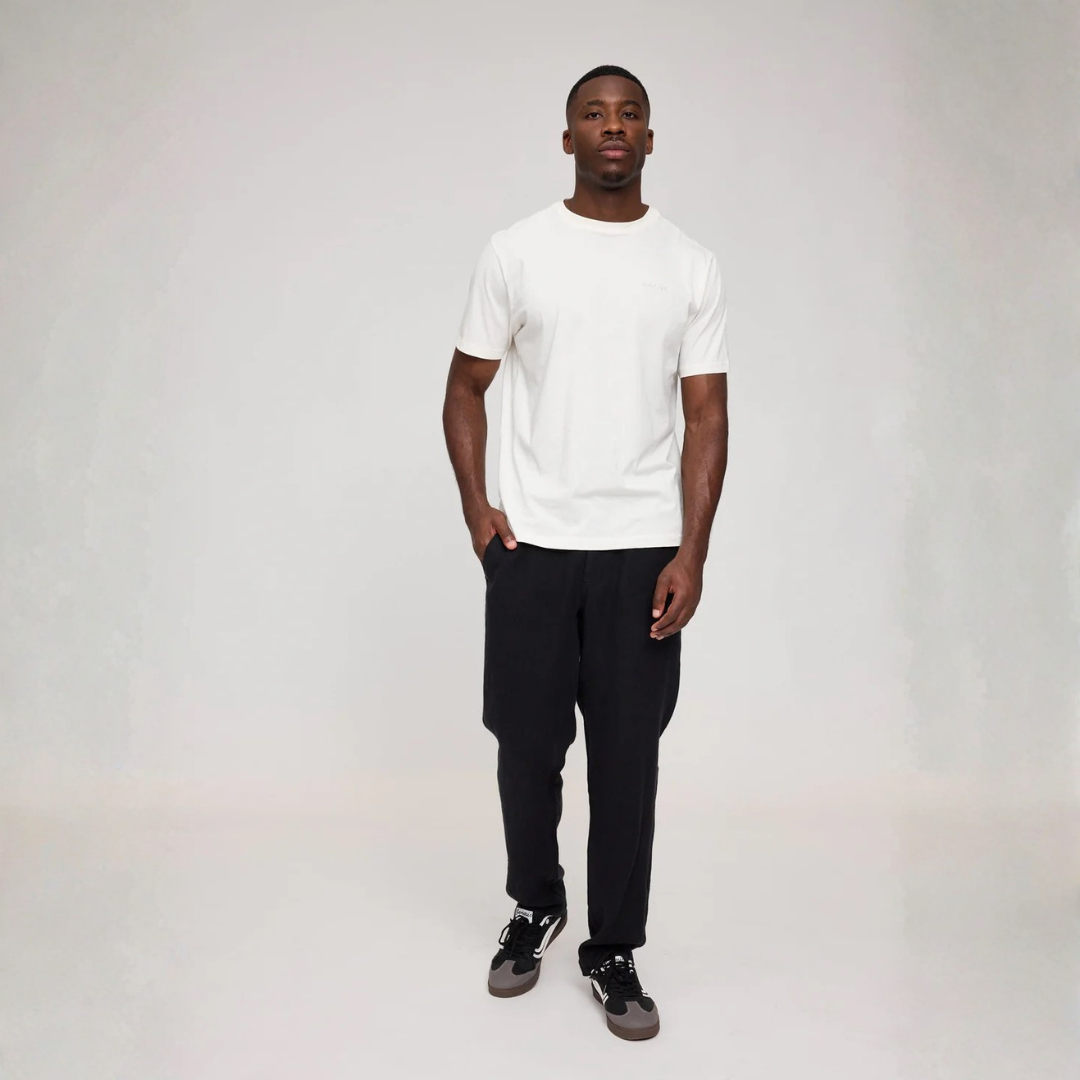 MAZINE || MENS REGULAR LINEN PANTS BLACK