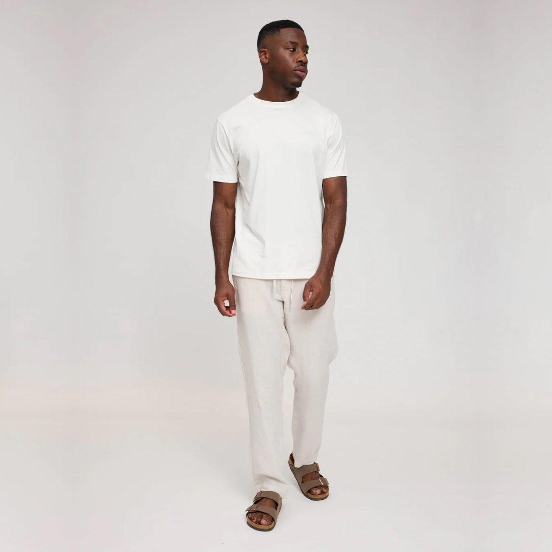 MAZINE || MENS REGULAR LINEN PANTS MOON