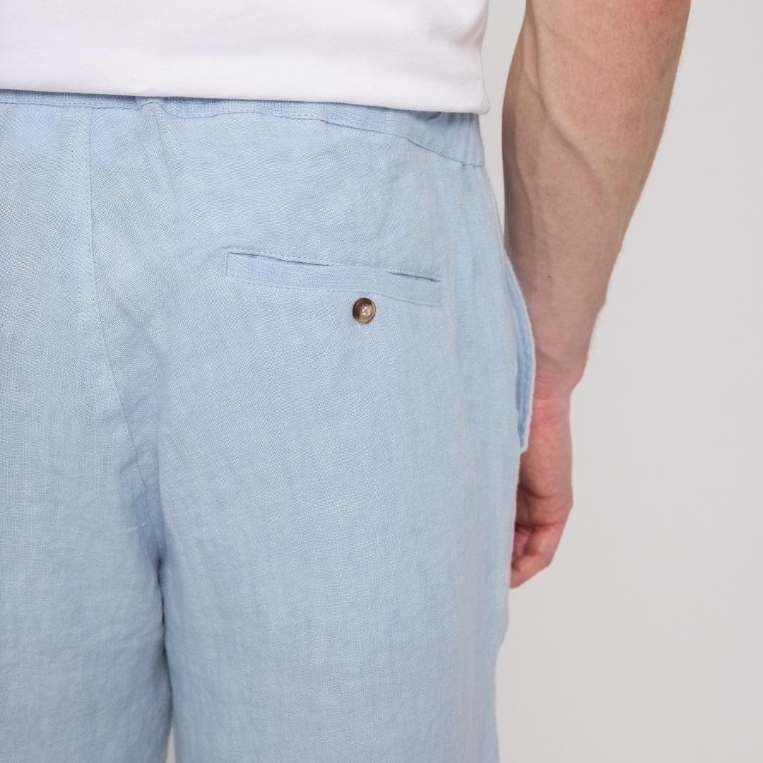MAZINE || MENS REGULAR LINEN SHORTS PASTEL BLUE