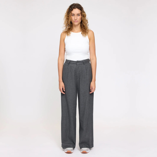 MAZINE || PLEATED FLANNEL PANTS ANTHRACITE MEL