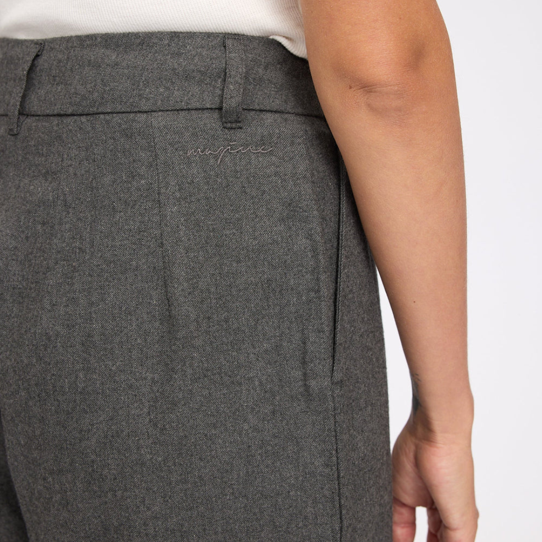 MAZINE || PLEATED FLANNEL PANTS ANTHRACITE MEL
