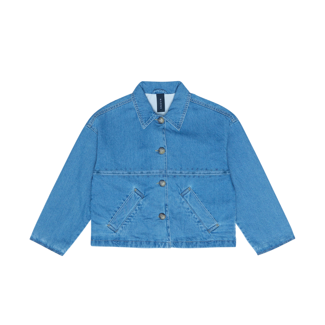 MAZINE || SHORT DENIM JACKET W BUTTONS - light blue