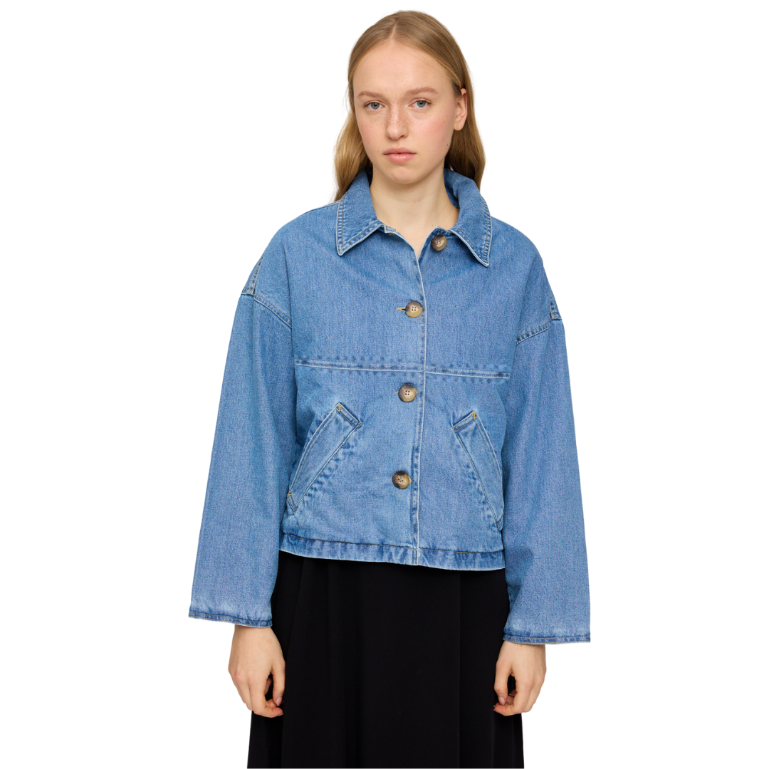 MAZINE || SHORT DENIM JACKET W BUTTONS - light blue
