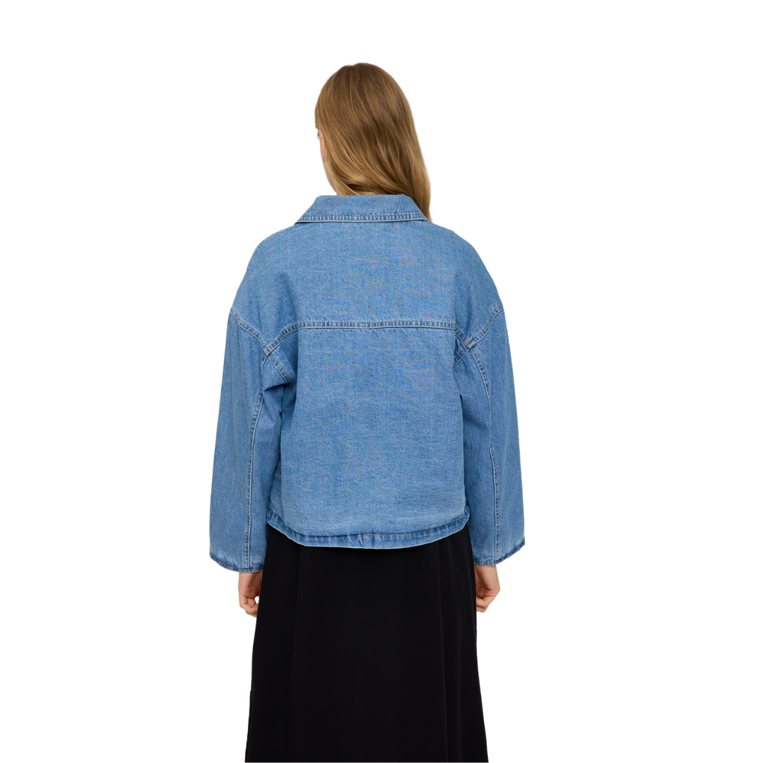 MAZINE || SHORT DENIM JACKET W BUTTONS - light blue