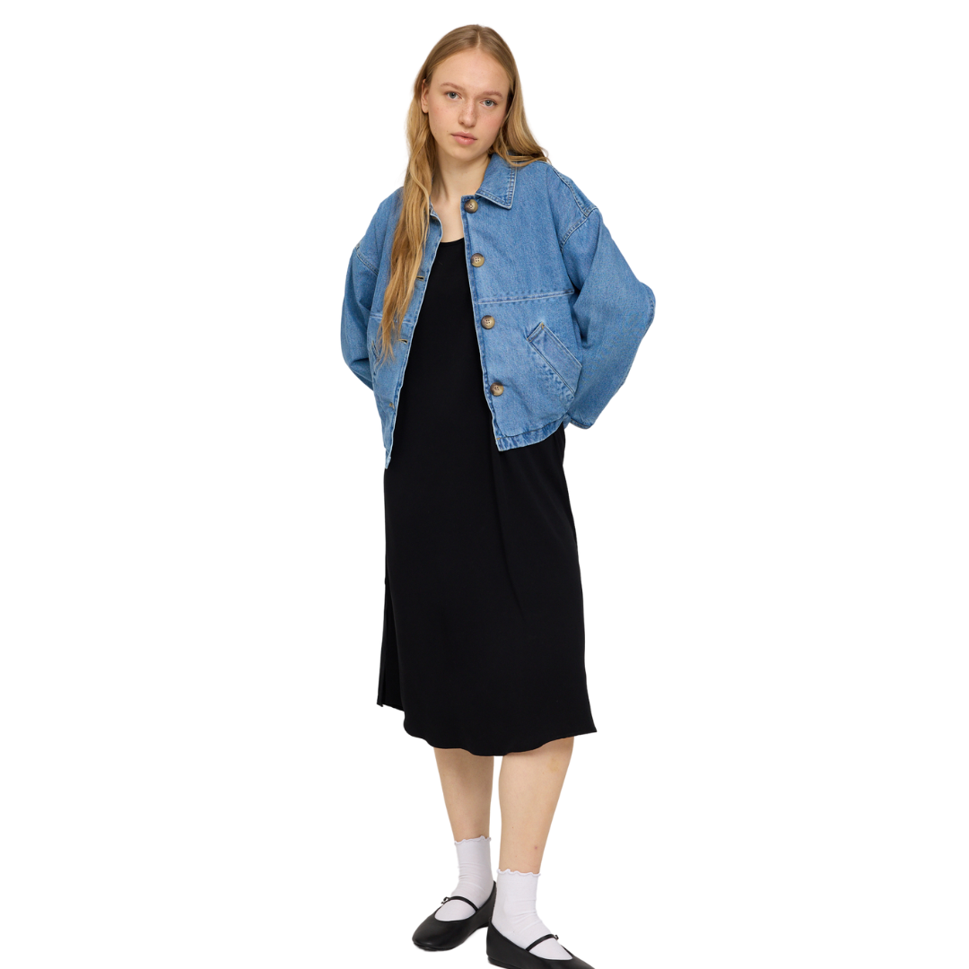 MAZINE || SHORT DENIM JACKET W BUTTONS - light blue