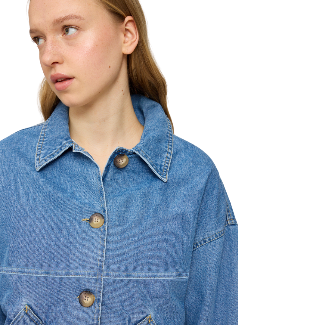 MAZINE || SHORT DENIM JACKET W BUTTONS - light blue