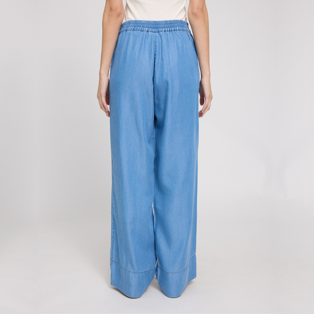 MAZINE || WOMANS WIDE LEG TENCEL PANTS DARK BLUE