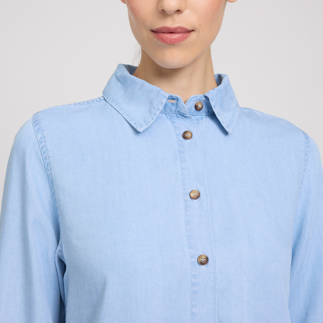 MAZINE || WOMANS TENCEL SHIRT LIGHT BLUE WASH