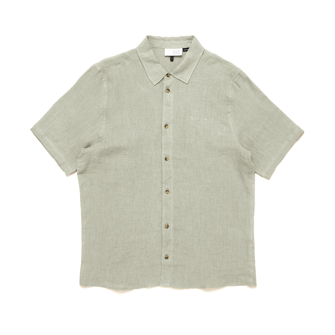 MAZINE || SHORTSLEEVE LINEN SHIRT SEAGRASS