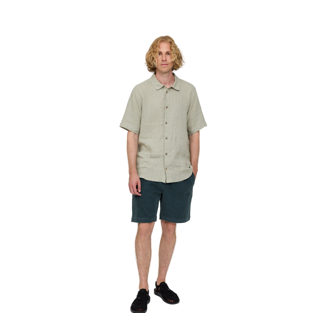 MAZINE || SHORTSLEEVE LINEN SHIRT SEAGRASS