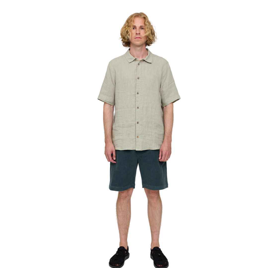 MAZINE || SHORTSLEEVE LINEN SHIRT SEAGRASS