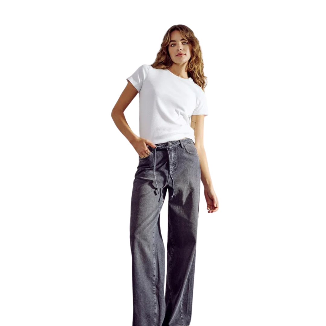 NÜMPH || NUBROOKLYN HIGH RISE WIDE JEANS BLACK DENIM