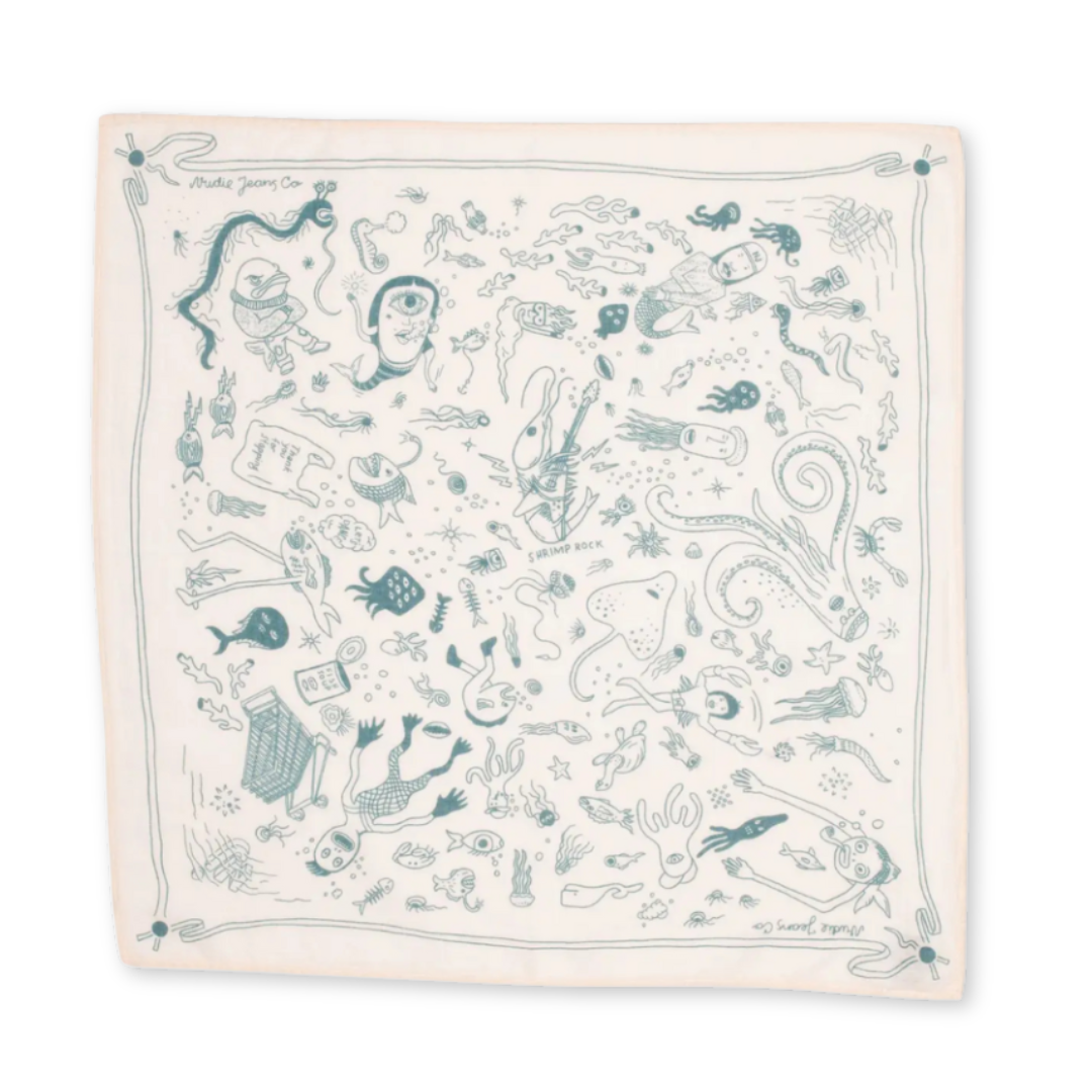 NUDIE JEANS || INGRID BANDANA DEEP SEA DOODLES PINK