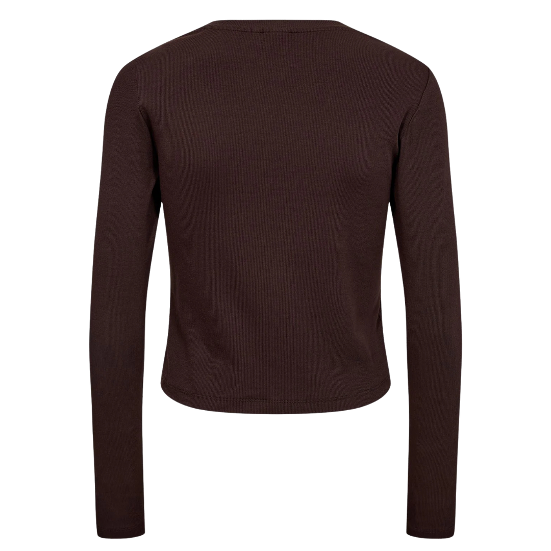 NÜMPH || NURILEY LS CROPPED TEE BLACK COFFEE