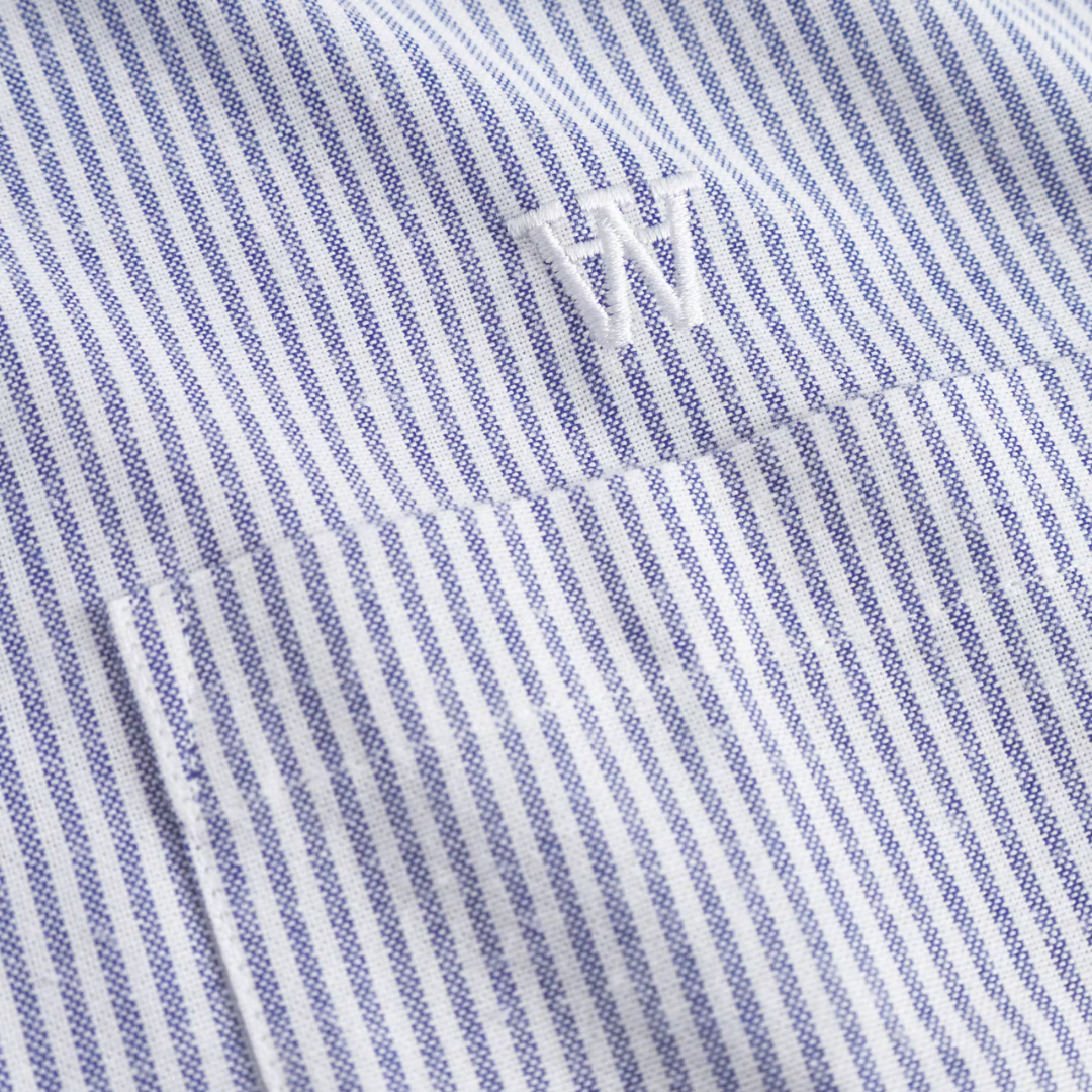 WOOD WOOD || ADAMS SHIRT BLUE/WHITE STRIPE