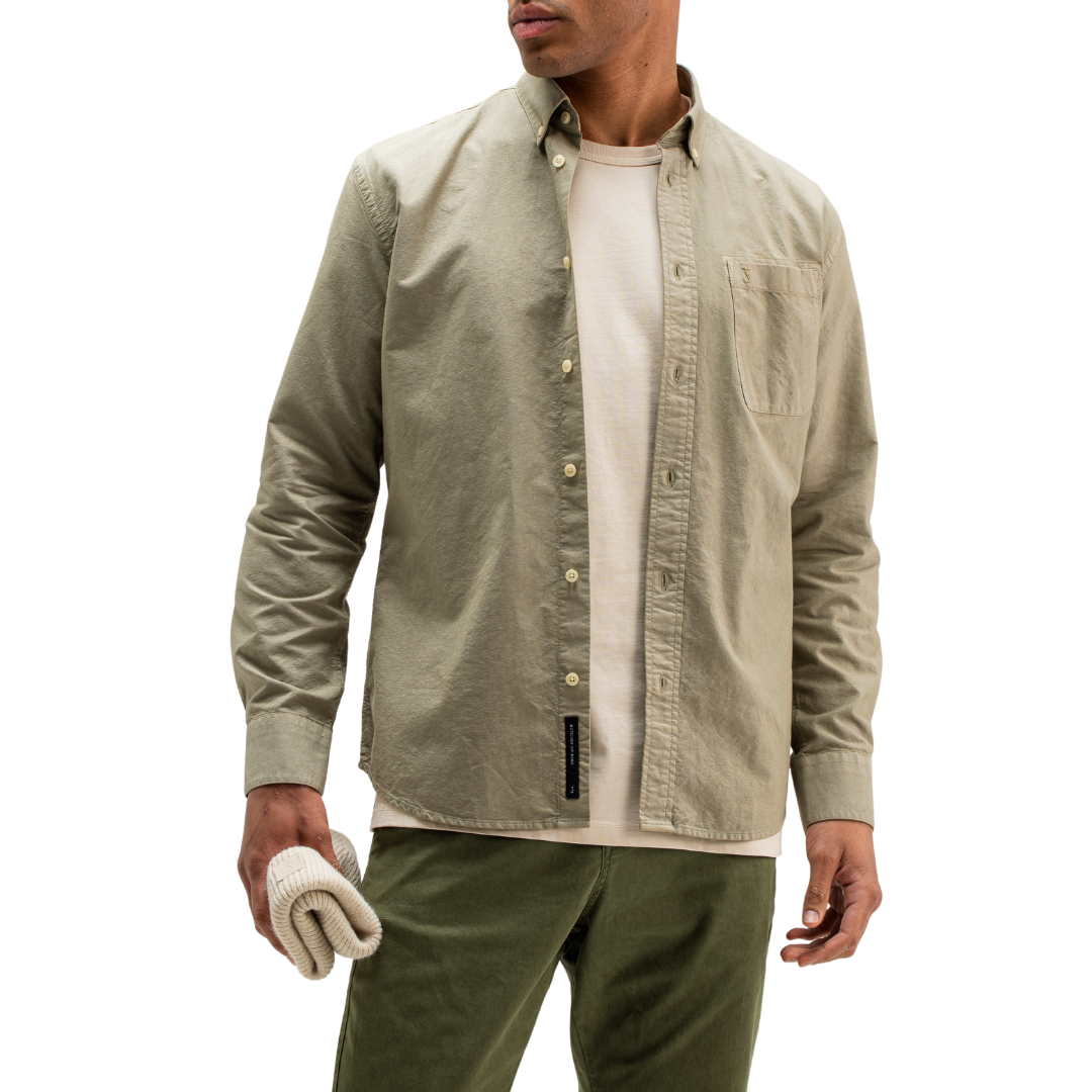 BUTCHER OF BLUE || AIDAN COTTON OXFORD SHIRT GRANITE GREEN