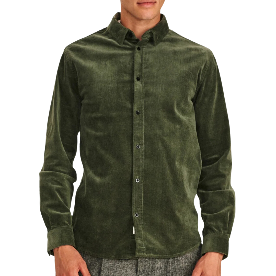 ANERKJENDT || AKLEIF CORDUROY SHIRT FOREST NIGHT