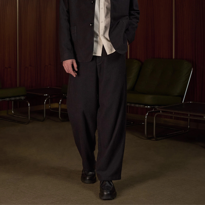 ABOUT COMPANIONS || CARLO TROUSERS ECO FLANNEL STRIPED CHARCOAL