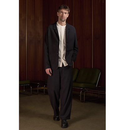 ABOUT COMPANIONS || CARLO TROUSERS ECO FLANNEL STRIPED CHARCOAL