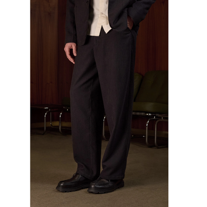 ABOUT COMPANIONS || CARLO TROUSERS ECO FLANNEL STRIPED CHARCOAL