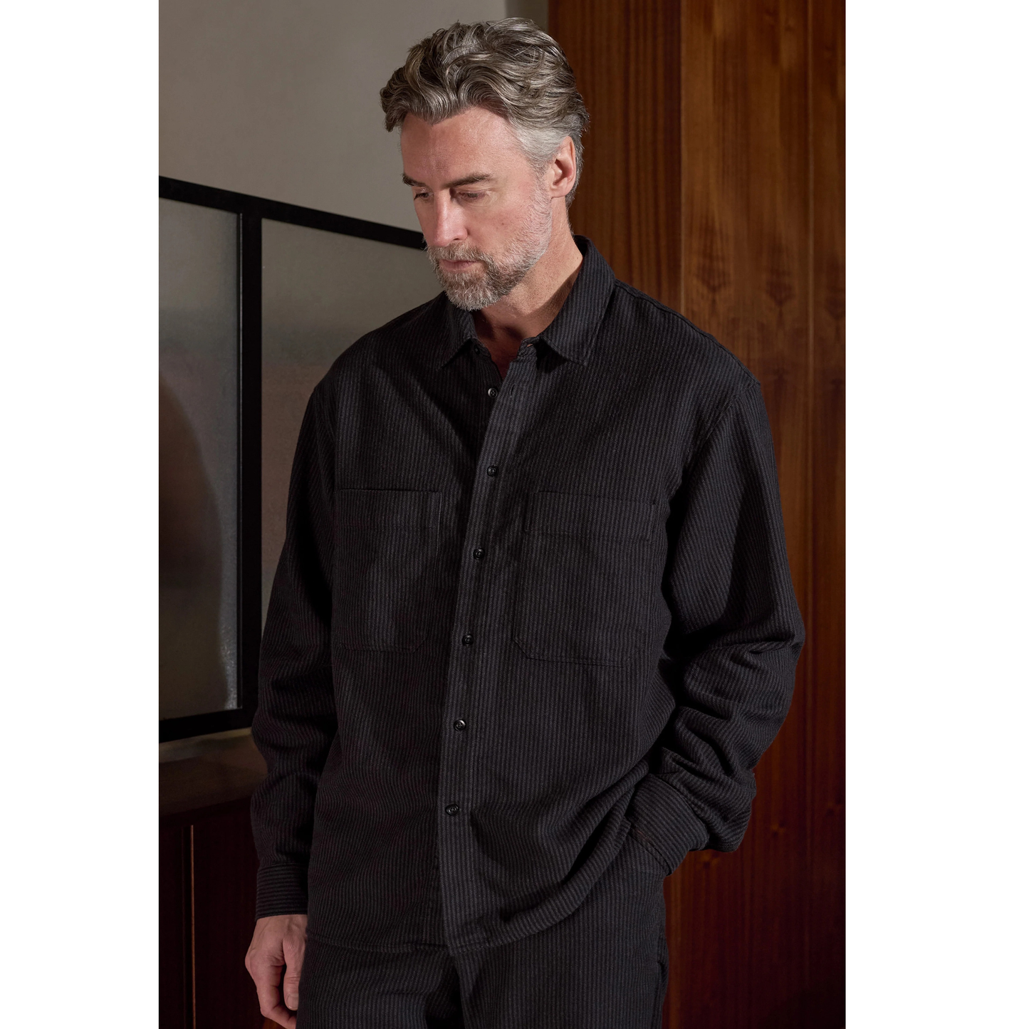 ABOUT COMPANIONS || DARIO SHIRT STRIPED CHARCOAL