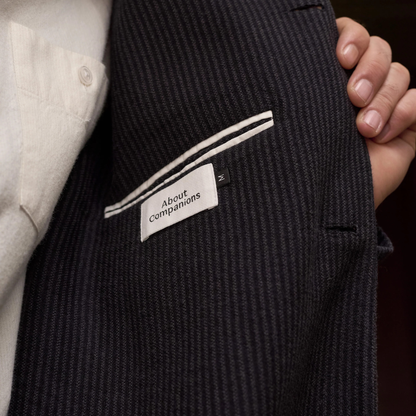 ABOUT COMPANIONS || ELMAR BLAZER ECO FLANNEL STRIPED CHARCOAL