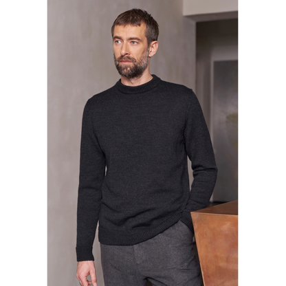 ABOUT COMPANIONS || MORTEN JUMPER PURE MERINO MEL. BLACK
