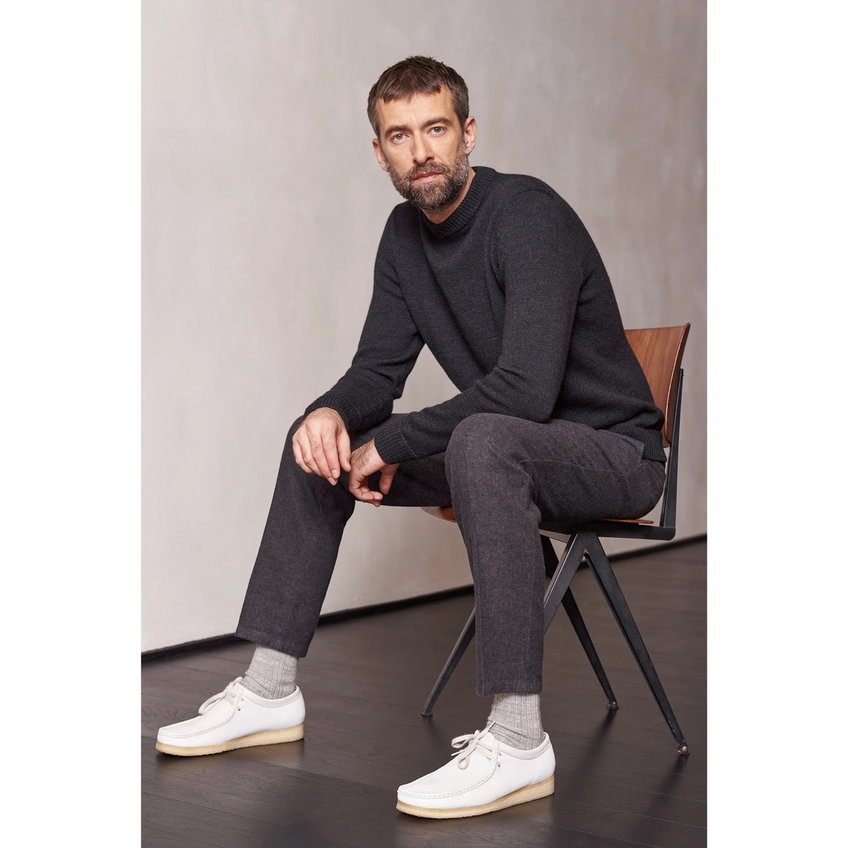 ABOUT COMPANIONS || MORTEN JUMPER PURE MERINO MEL. BLACK