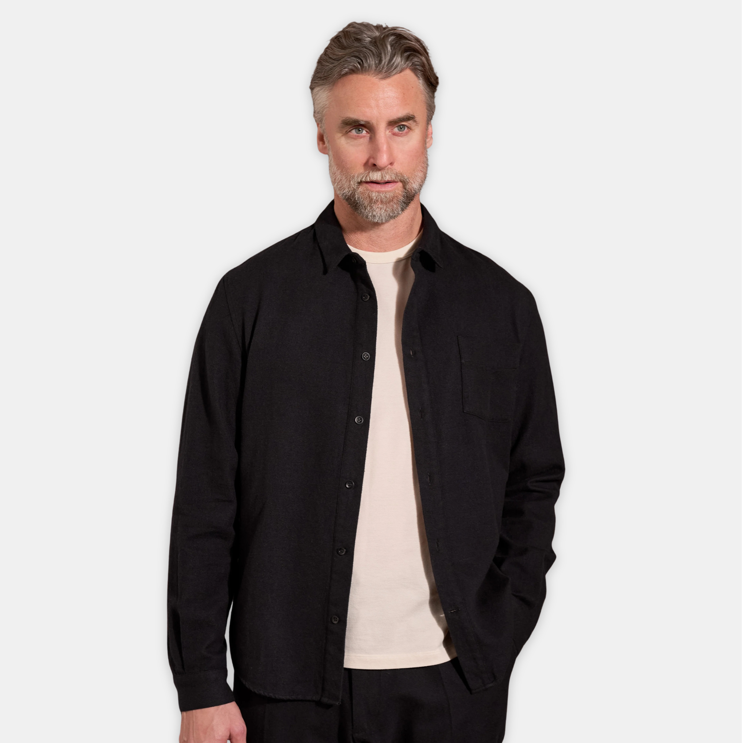ABOUT COMPANIONS || SIMON SHIRT BLACK ECO FLANNEL