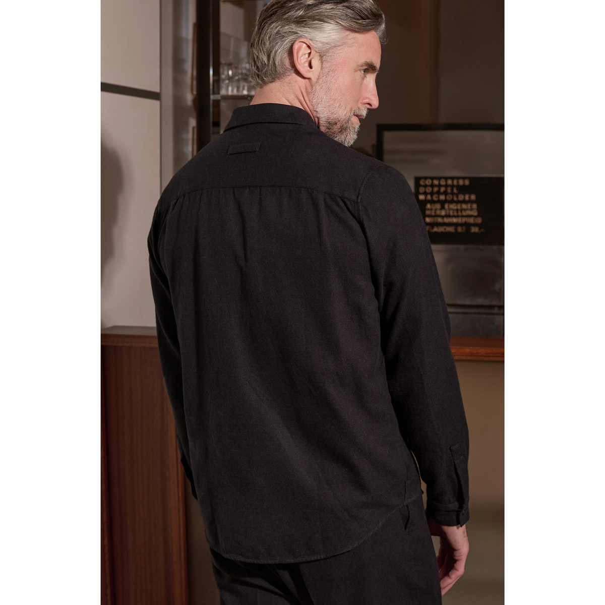 ABOUT COMPANIONS || SIMON SHIRT BLACK ECO FLANNEL