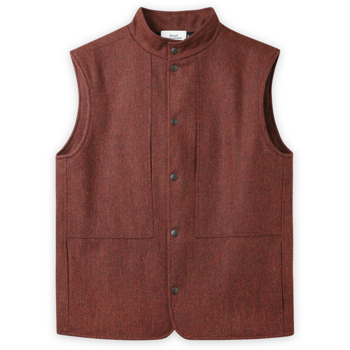 ABOUT COMPANIONS || WENDEL VEST LAMBSWOOL HERRINGBONE BRICK