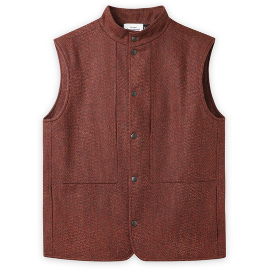ABOUT COMPANIONS || WENDEL VEST LAMBSWOOL HERRINGBONE BRICK