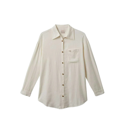 BRIXTON || VINTAGE LINEN L/S SHIRTDRESS OFF WHITE