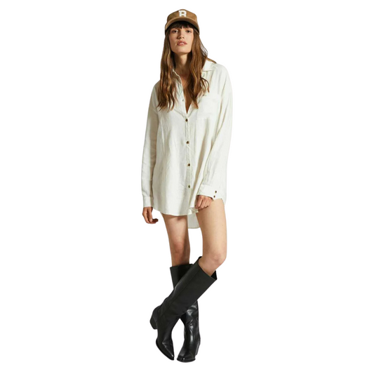 BRIXTON || VINTAGE LINEN L/S SHIRTDRESS OFF WHITE