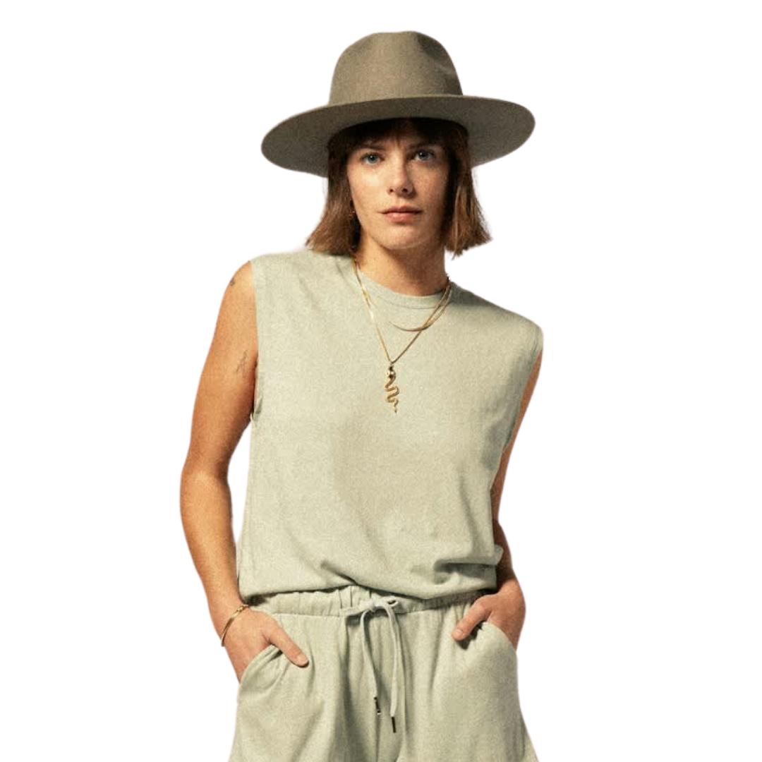 BRIXTON || CAREFREE ORGANIC MUSCLE TAN SEA GREEN