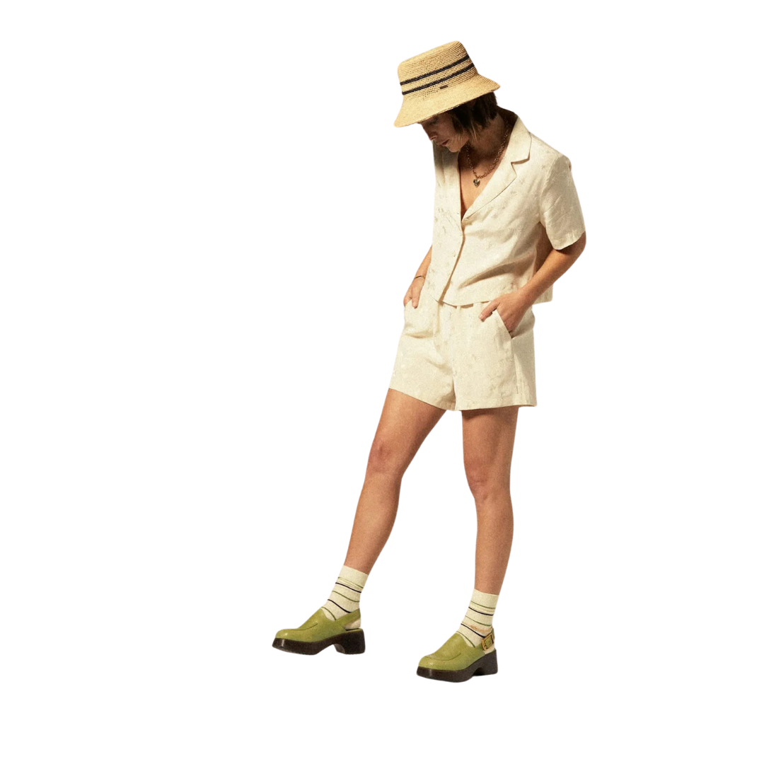 BRIXTON || SILKY SS JACQUARD BUTTON DOWN WHITECAP