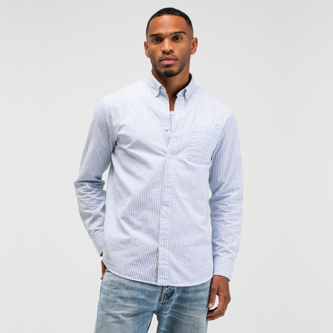 BUTCHER OF BLUE || AIDAN STRIPE SHIRT HORIZON BLUE