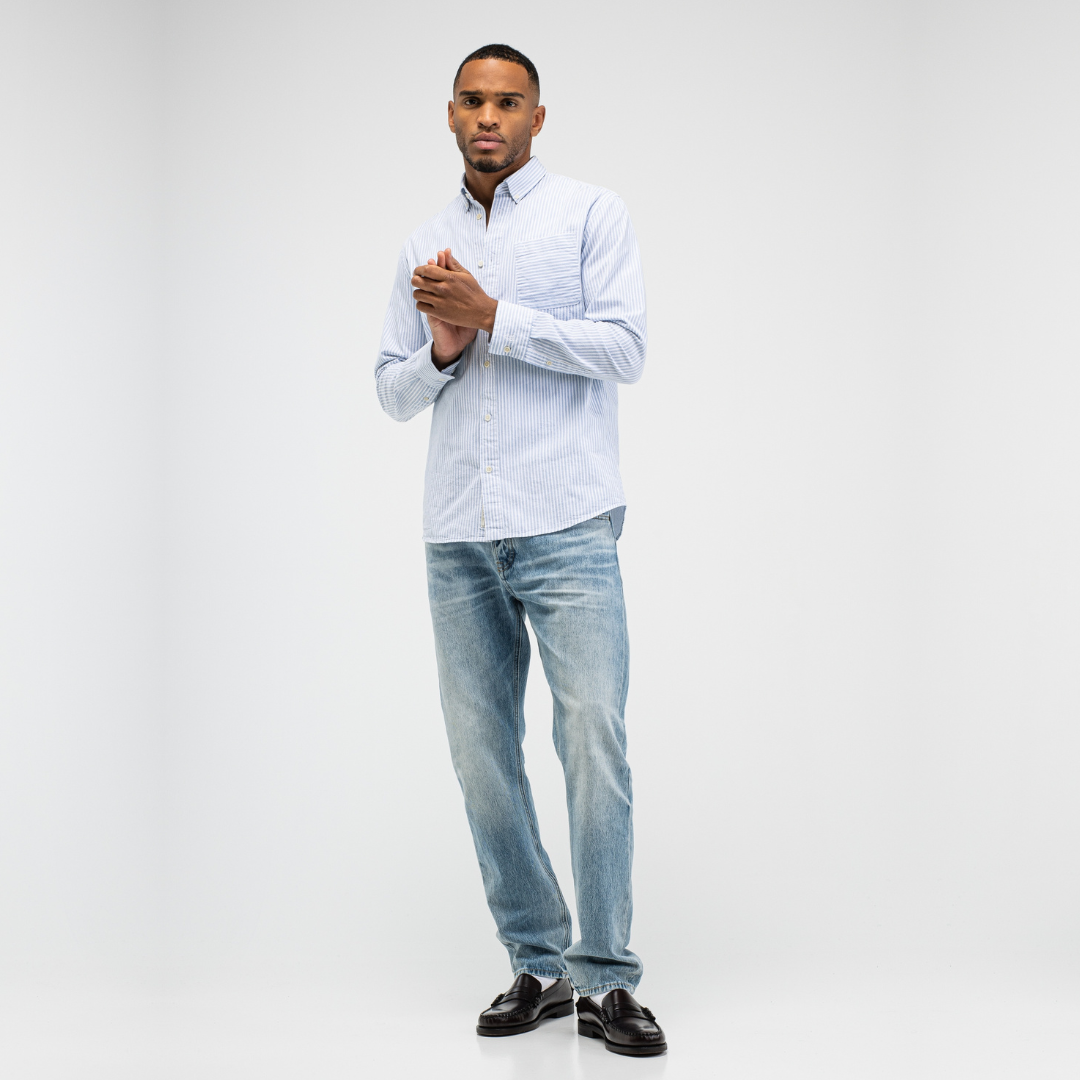 BUTCHER OF BLUE || AIDAN STRIPE SHIRT HORIZON BLUE